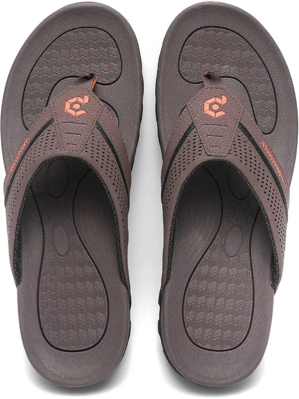 Men's Brown Flip-flops Thongs Sandals Durable Comfort Slippers For Casual